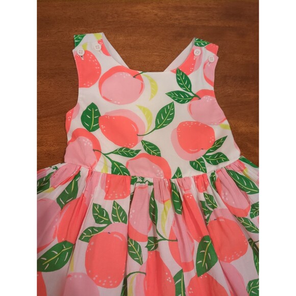 Mini Boden Girls Cross Back Sun Dress Peaches print size 3/4 EUC - Picture 3 of 10